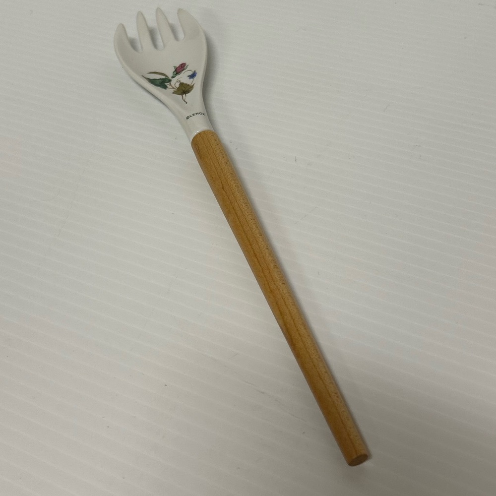 Vintage Lenox SUMMER TERRACE Salad Server Fork (Wood/Ceramic)